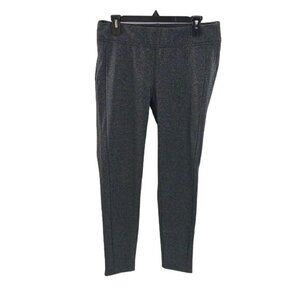 LOFT Pull On Pants Womens Size L Black Slim Leg Stretch Trousers Metallic